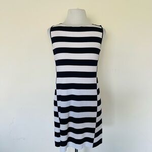 Theory Lasina Boatneck Nautical Stripe Sleeveless Dress